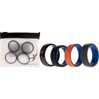 Silicone Wedding Twin Beveled 8mm Ring Set - Black by ROQ for Men - 4 x 12 mm Ring