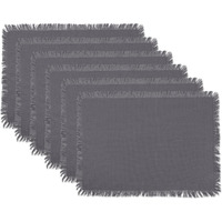 DII Solid Gray Heavyweight Fringed Placemat (Set of 6)