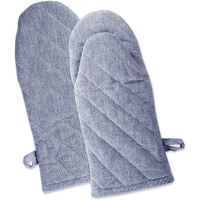 DII Blue Solid Chambray Oven Mitt (Set of 2)