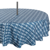DII Blue Ikat Outdoor Tablecloth With Zipper 52 Round