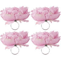DII Peony Flower Napkin Ring (Set of 4)
