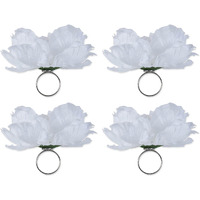 DII Peony Napkin Ring (Set of 4) White