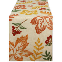 DII Scattered Leaves Table Runner 14x70