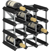 vidaXL Wine Rack for 12 Bottles Black Solid Pine Wood