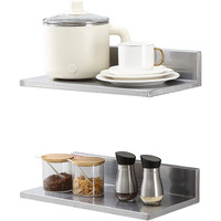 VEVOR 8.6" x 16" Stainless Steel Shelf, Wall Mounted Floating Shelving with Backsplash, 44 lbs Load Capacity Commercial Shelves, Heavy Duty Storage Rack for Restaurant, Bar, Home, and Hotel (2 Packs)