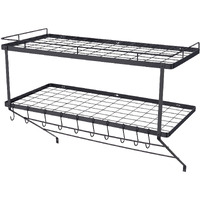 VEVOR Pot Rack Wall Mounted, 30 inch Pot and Pan Hanging Rack, Pot and Pan Hanger with 12 S Hooks, 55 lbs Loading Weight, Ideal for Pans, Utensils, Cookware in Kitchen