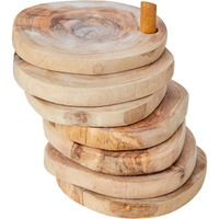 Olive Wood coaster Set with Holder -7 Pcs(D0102H5TRHT)
