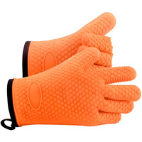 VEVOR Silicone Smoker Oven Gloves, Non-Slip Heat Resident BBQ Grill Gloves with Fingers, Waterproof & Hangable Design, Easy to Clean & Store, for Grilling, Oven, BBQ, Baking, Frying