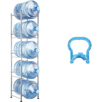 VEVOR 5 Tiers Water Jug Holder Single Row Water Bottle Rack for 5 Bottles Silver