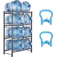 VEVOR 4 Tiers Water Jug Holder Double Row Water Bottle Rack for 8 Bottles Black
