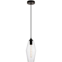 Placido Collection Pendant D5.9 H14.2 Lt:1 Black and Clear Finish