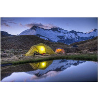 Campers read in tents lit by flashlight, Cascade Saddle, Mount Aspiring National Park, New Zealand-Paper Art-26"x18"
