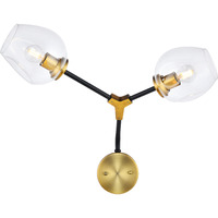Cavoli 2 light in Light Antique Brass and Flat Black Wall sconce