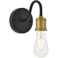 Serif 1 light brass and black Wall Sconce