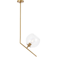 Ryland 1 light Brassand Clear glass pendant