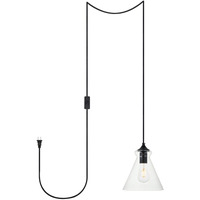 Destry 1 Light Black plug-in Pendant With Clear Glass