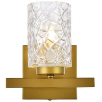 Cassie 1 light bath sconce in brass with clear shade