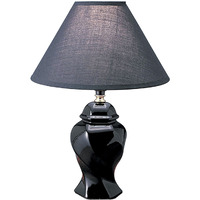 13" Black Ceramic Bedside Table Lamp With Black Shade