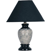 13" Black Ceramic Bedside Table Lamp With Black Shade