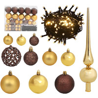 vidaXL 61 Piece Christmas Ball Set with Peak and 150 LEDs Gold&Bronze