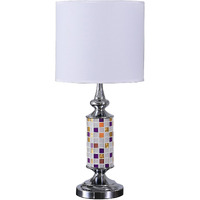 24 Jeweltone Metal And Glass Mosaic Table Lamp