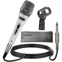 5core Premium Vocal Dynamic cardioid Handheld Microphone Neodymium Magnet Unidirectional Mic 16ft Detachable XLR Deluxe cable to  Audio Jack Mic clip OnOff Switch for Karaoke Singing ND 909 chrome(D0102H7AcgJ)
