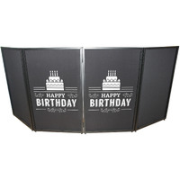 Happy Birthday Facade Enhancement Scrim - White Print on Black | Set of Two