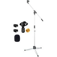 5 Core Tripod Mic Stand Heavy Duty Height Adjustable Floor Microphone Boom Arm Pedestal Para Microfono for Singing On Stage Studio - MS 080 WH