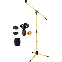 5 Core Tripod Mic Stand Heavy Duty Height Adjustable Floor Microphone Boom Arm Pedestal Para Microfono for Singing On Stage Studio - MS 080 YLW