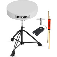 5 CORE Drum Throne Padded Guitar Stool Height Adjustable Music Chair Seat Universal for Adults & Kids with Anti Slip Rubber Feet - DS BLKCH WH