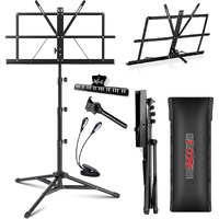 5 Core Music Stand 2 in 1 Dual Use Sheet Music Professional Portable Adjustable 27.6-67 Inch Folding Music Note Holder Tripod Stands - MUS FLD 4S WLGT