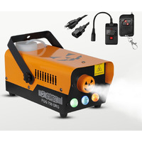 5 Core Fog Smoke Machine 750W & 2700CFM LED Lights Effect Low Lying Indoor 250ML Fog Maker with Fogger for Halloween with 1 Wired Receiver & RGB Remote Controls - FOG 750 ORG