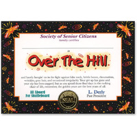 Over The Hill Certificate