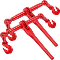 VEVOR 9215LBS 3/8" ?1/2" Ratchet Binders 9,215 LBS Secure Working Load, G70 Hooks and Adjustable Length, for Grade 70-80 Chains, Tie Down, Hauling, Towing, 2-Pack, Red