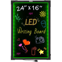 VEVOR LED Message Writing Board, 24"x16" Illuminated Erasable Lighted Chalkboard, Neon Effect Menu Sign Board, Drawing Board with 8 Fluorescent Chalk Markers and Remote Tested to UL Standards