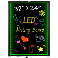 VEVOR LED Message Writing Board, 32"x24" Illuminated Erasable Lighted Chalkboard, Neon Effect Menu Sign Board, Drawing Board with 8 Fluorescent Chalk Markers and Remote Contro Tested toStandards