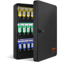 VEVOR 48-Key Cabinet, Key Safe with Combination & Key Lock, Digital Security Storage Box Steel Key Organizer with Adjustable Racks, 48 pcs Colorful Key Tags and A Record Card for School, Office, Hotel