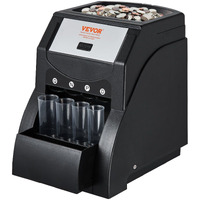 VEVOR USD Coin Sorter, Coin Sorter Machine for USD Coin 1 5 10 25, Sorts up to 230 Coins/min, Coin Sorter and Wrapper Machine Holds 200 Coins Included 4 Coin Tubes, Black