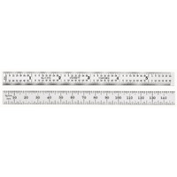 C331-150 150mm - 5-3/4" Full-Flexible Steel Rule - mm & Inch Graduations, 32nds & 64ths on One Side; mm & 1/2mm Rev. Edges Graduated from Same End