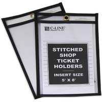 Shop Ticket Holders, Stitched, both sides clear, 5 x 8, 25/BX, 46058