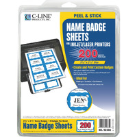 Laser Printer Name Badges, Blue Border, 8/Sheet, 3 3/8 x 2 1/3, 200/BX, 92365