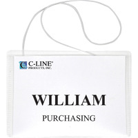 Hanging Style Name Badge Kit w/White Elastic Cord, Sealed with Inserts, 4 x 3, 50/BX, 96043