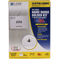 Clip/Pin Combo Style Name Badges, Sealed with inserts, 3.5 x 2.25, 50/BX, 95723