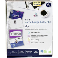 Clip Style Name Badge Holders, Sealed with inserts, 4 x 3, 96/BX, 95596