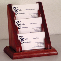 Wooden Mallet 3 Pocket Countertop Business Card Holder, Mahogany