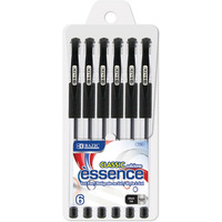 BAZIC Essence Black Gel Pen w/ Cushion Grip (6/Pack) / Box Qty - 24