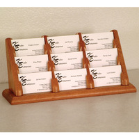 Wooden Mallet 9 Pocket Countertop Business Card Holder, Medium Oak