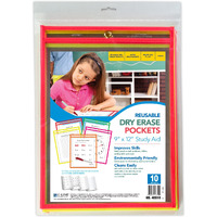 Reusable Dry Erase Pockets, Assorted, 9 x 12, 10/PK, 40810