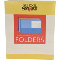 School Smart 2-Pocket Folders, Assorted Colors, Pack of 25