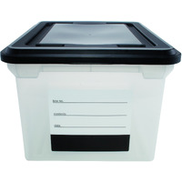 File Tote with Contents Label, Clear Base with Black Lid